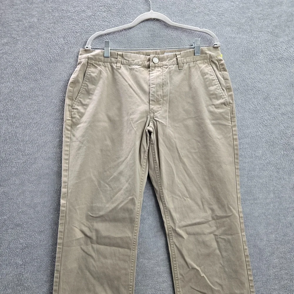Bonobos Men Pants 34x34 Beige Straight‎ Pockets Flat Front Mid Rise Cotton